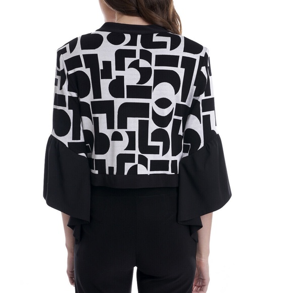 NWOT Joseph Ribkoff Jacket Black & Greyish White 2-Zip Size 10 - Picture 3 of 5